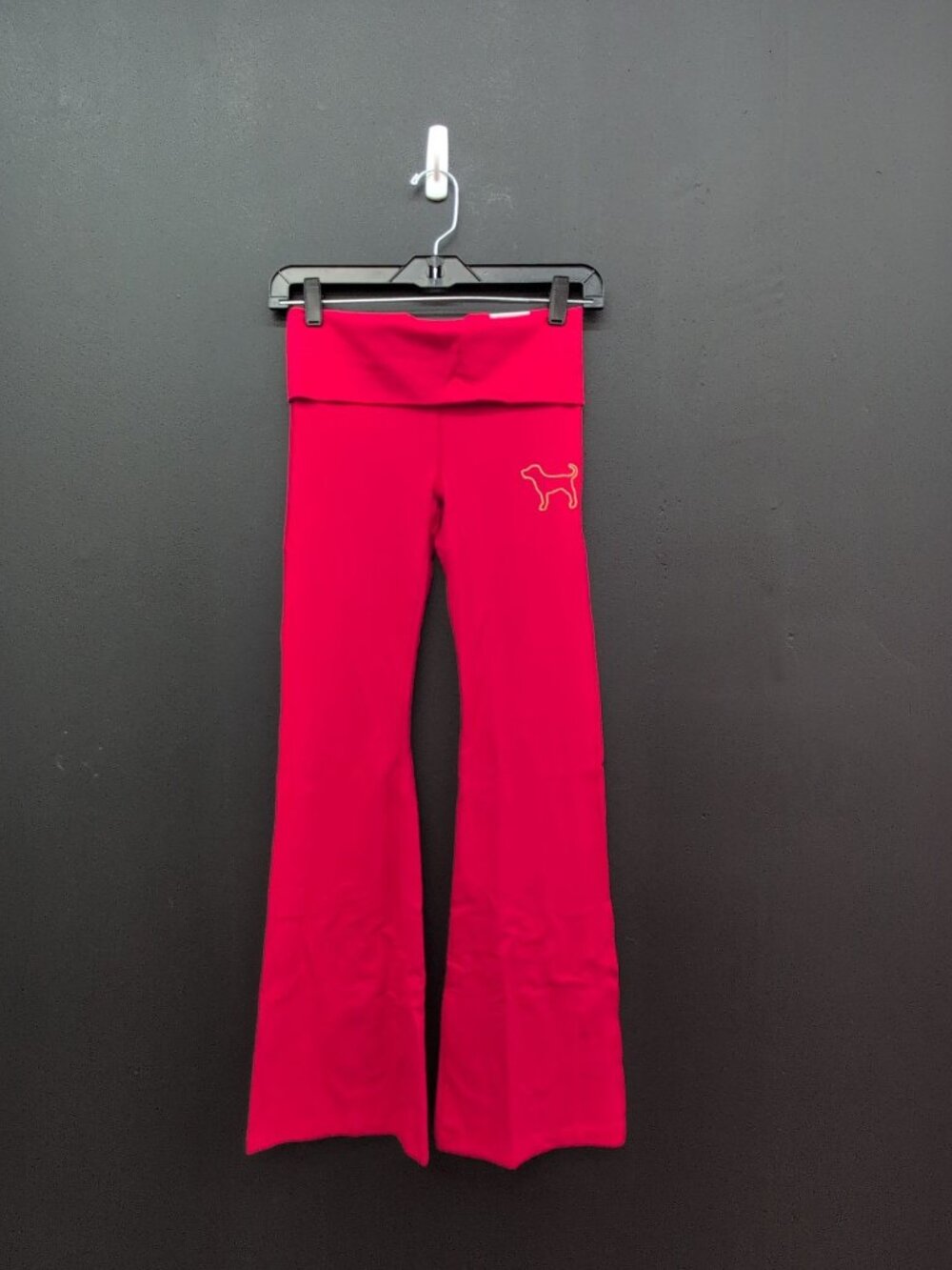 Victoria Secret Pink All Day Cotton Foldover Flare Leggings Size XS Red
